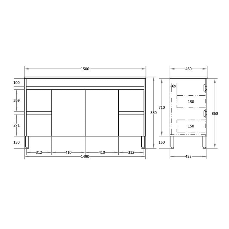 Milano PVC Waterproof Double Bowl 1500mm Vanity Carrara Stone Top - RJ Bathroom