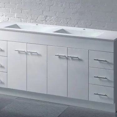 Noah Classic 1800mm Square Handles Double Bowl Freestanding Kickboard Vanity - RJ Bathroom