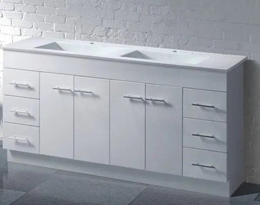 Noah Classic 1800mm Square Handles Double Bowl Freestanding Kickboard Vanity - RJ Bathroom
