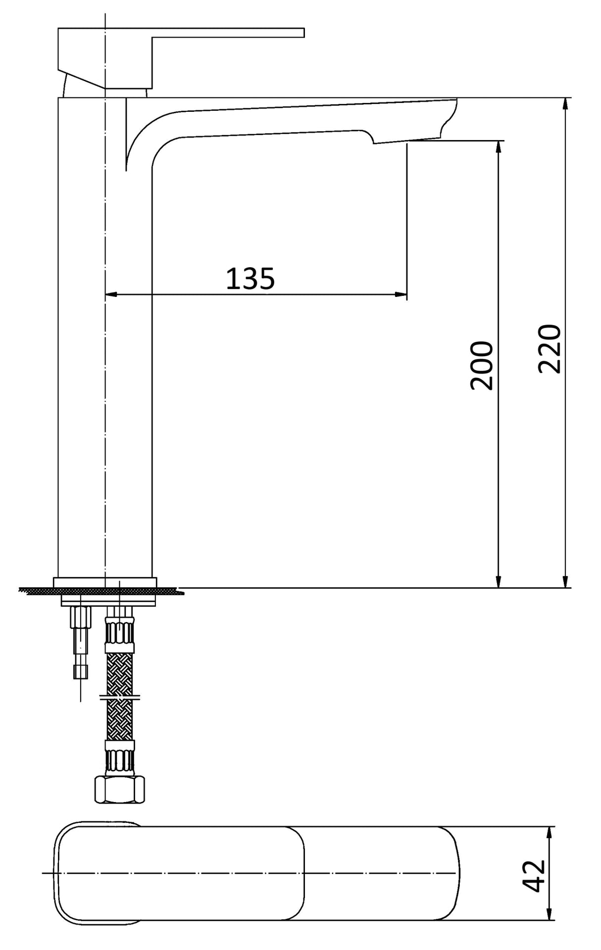 Nova High Rise Basin Mixer Brushed Nickel - RJ Bathroom