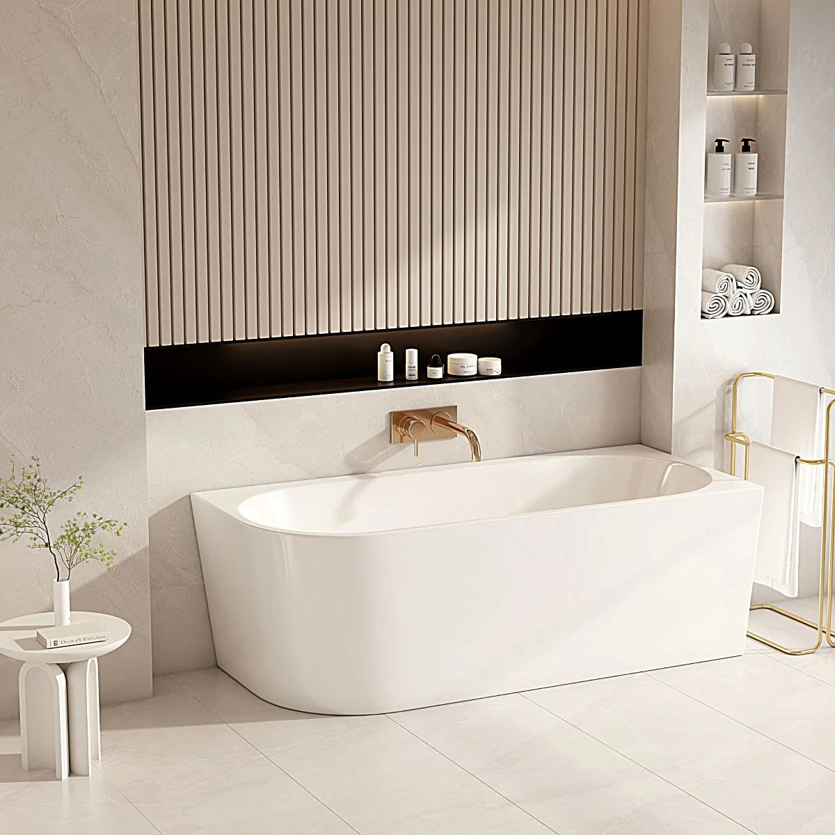 Nova 1500mm Ultra-Thin Right Corner Back to Wall Bathtub