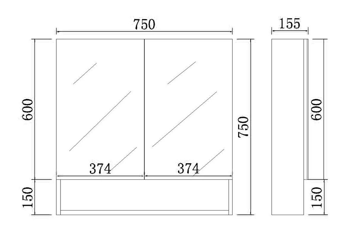 Timber Look Shaving Cabinet with Shelf Stella Oak PVC Waterproof 750mm Copper-Free Mirrored