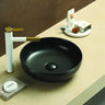 Oban 377mm round above counter basin in matte black on a bathroom vanity top