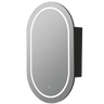 Olivia Pill Oval LED Shaving Cabinet Matte Black 450*900*150mm - RJ Bathroom