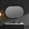 Olivia Pill Oval PVC Mirror Shaving Cabinet Matte Black 1200x750mm - RJ Bathroom