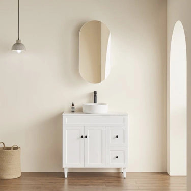 Olivia Pill/Oval Shaped Shaving Cabinet Black Black 450x900mm - RJ Bathroom