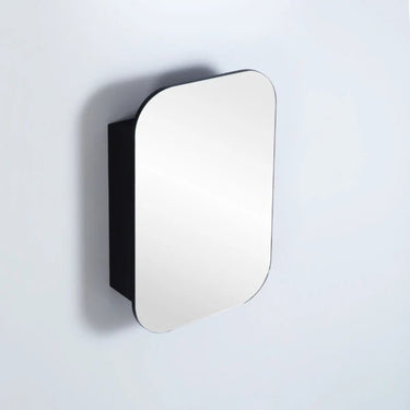 Olivia Square Curved PVC Mirror Shaving Cabinet Matte Black 400x900mm - RJ Bathroom