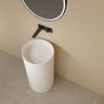 Olley solid surface stone freestanding pedestal basin in matte white with wall mixer