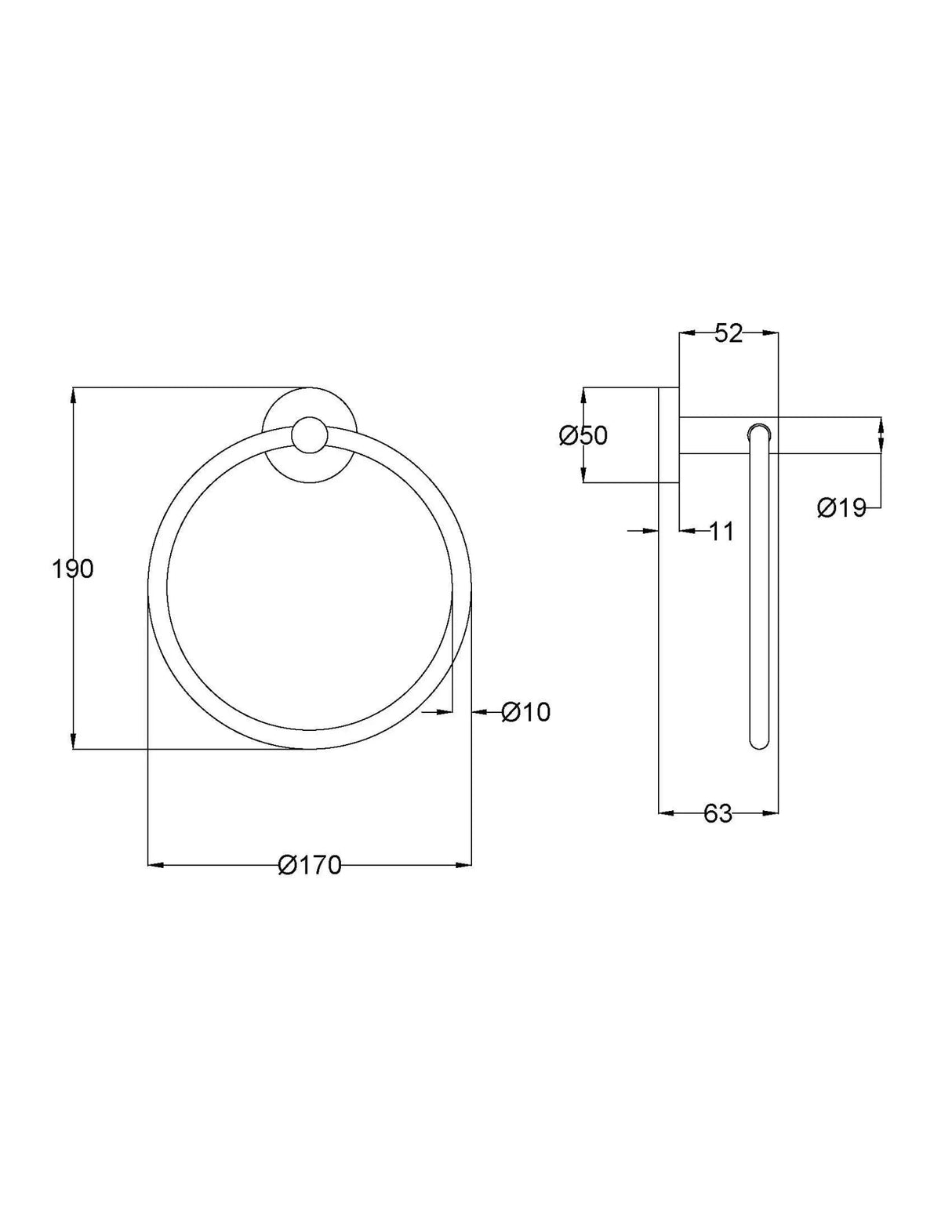 Otus Slimline Towel Ring Gun Metal - RJ Bathroom