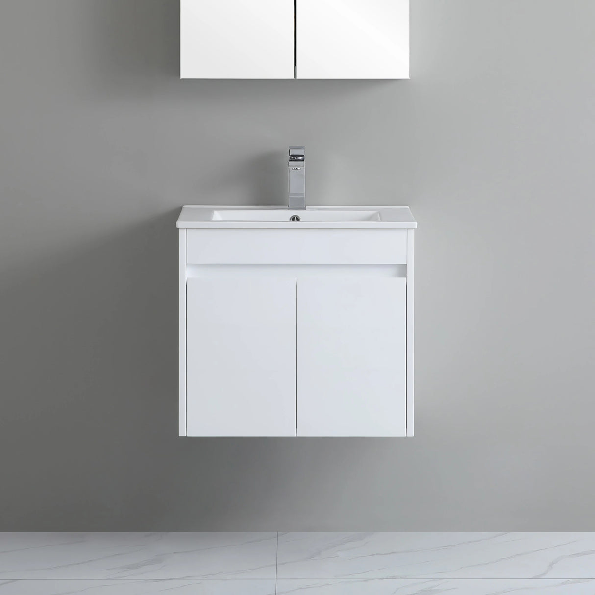 Polar PVC 600x360mm Ensuite Slim Narrow Compact Wall Hung Vanity