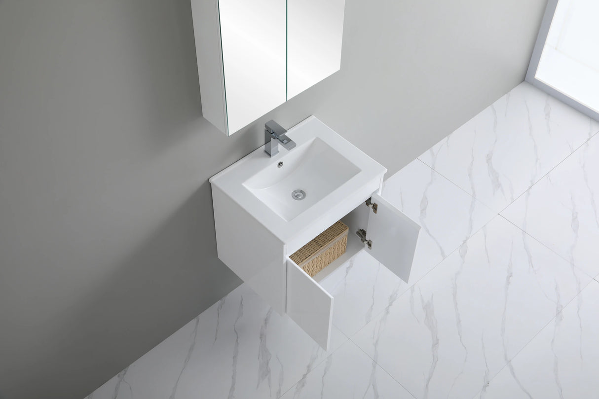 Polar PVC 600x360mm Ensuite Slim Narrow Compact Wall Hung Vanity