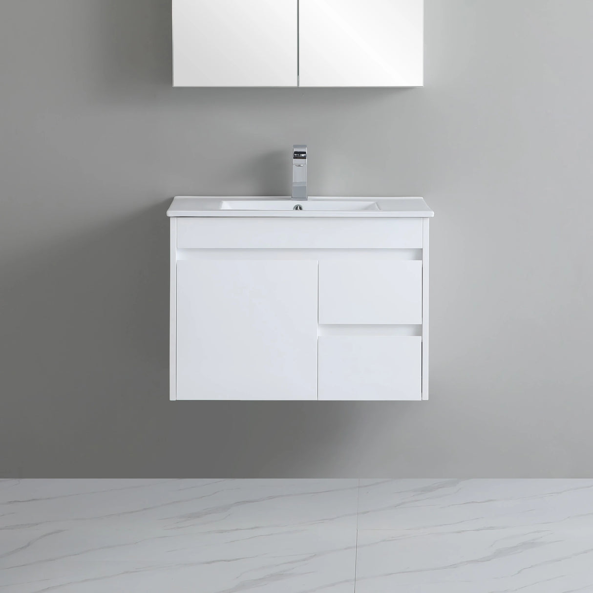 Polar PVC 750x360mm Ensuite Slim Narrow Compact Wall Hung Bathroom Vanity
