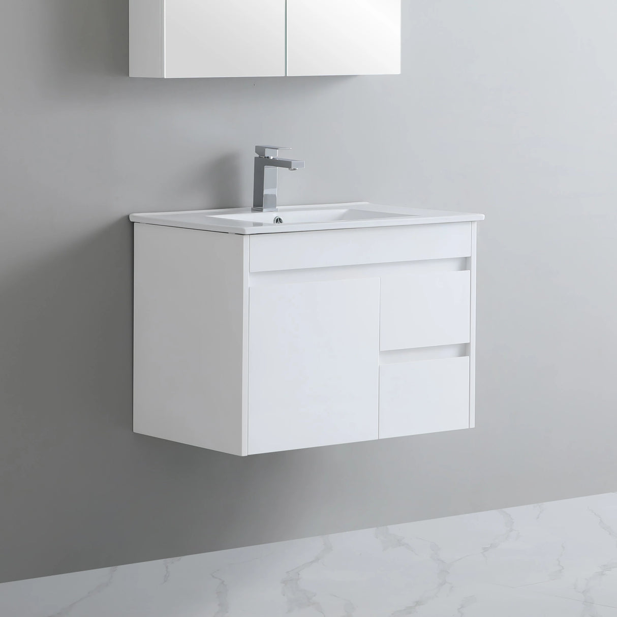 Polar PVC 750x360mm Ensuite Slim Narrow Compact Wall Hung Bathroom Vanity