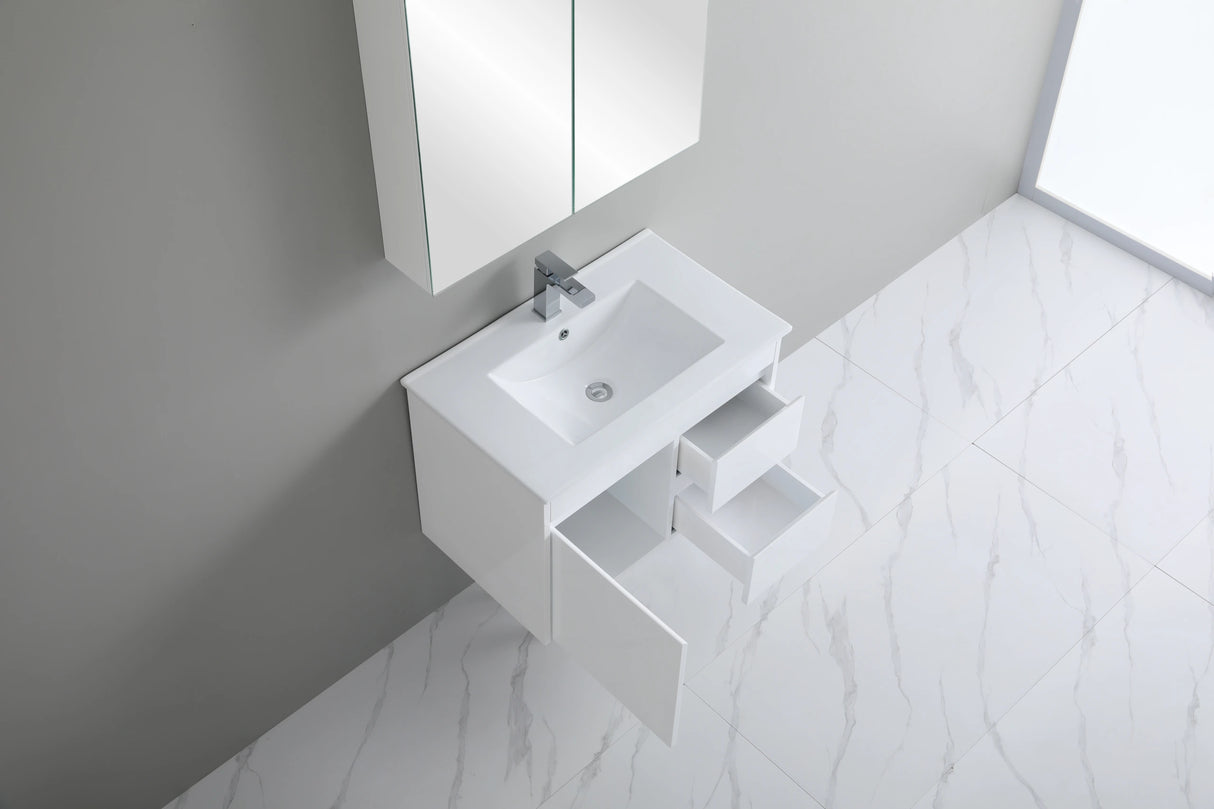 Polar PVC 750x360mm Ensuite Slim Narrow Compact Wall Hung Bathroom Vanity