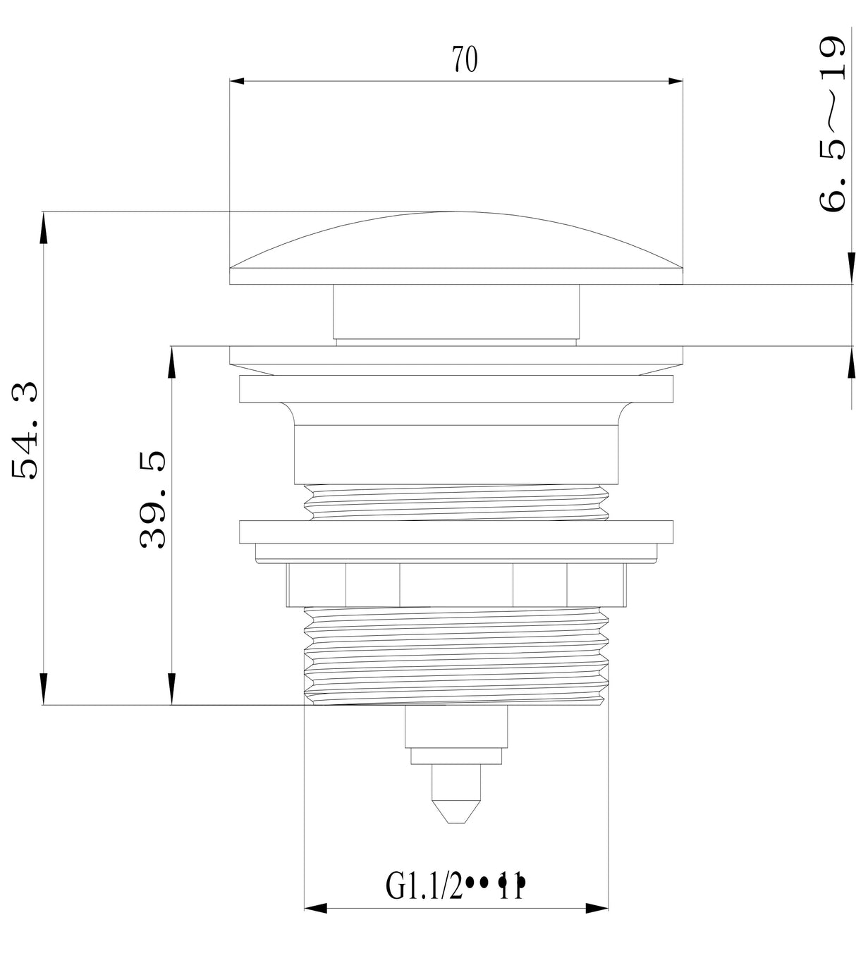 Bathtub Pop-up Waste Chrome