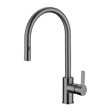 Otus Gun Metal Pull-Out Kitchen Sink Mixer, front view