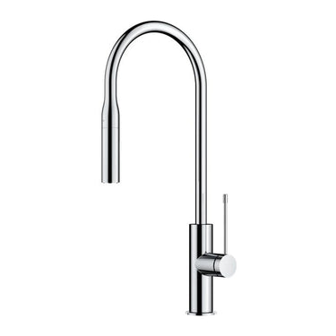 Aziz Chrome Pull-Out Kitchen Sink Mixer, front view