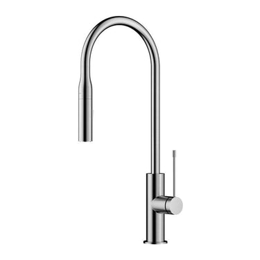 Aziz Brushed Nickel Pull-Out Kitchen Sink Mixer, front view