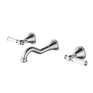 Ikon Clasico Hampton Brushed Nickel Bath Tap Set - Ceramic Handle