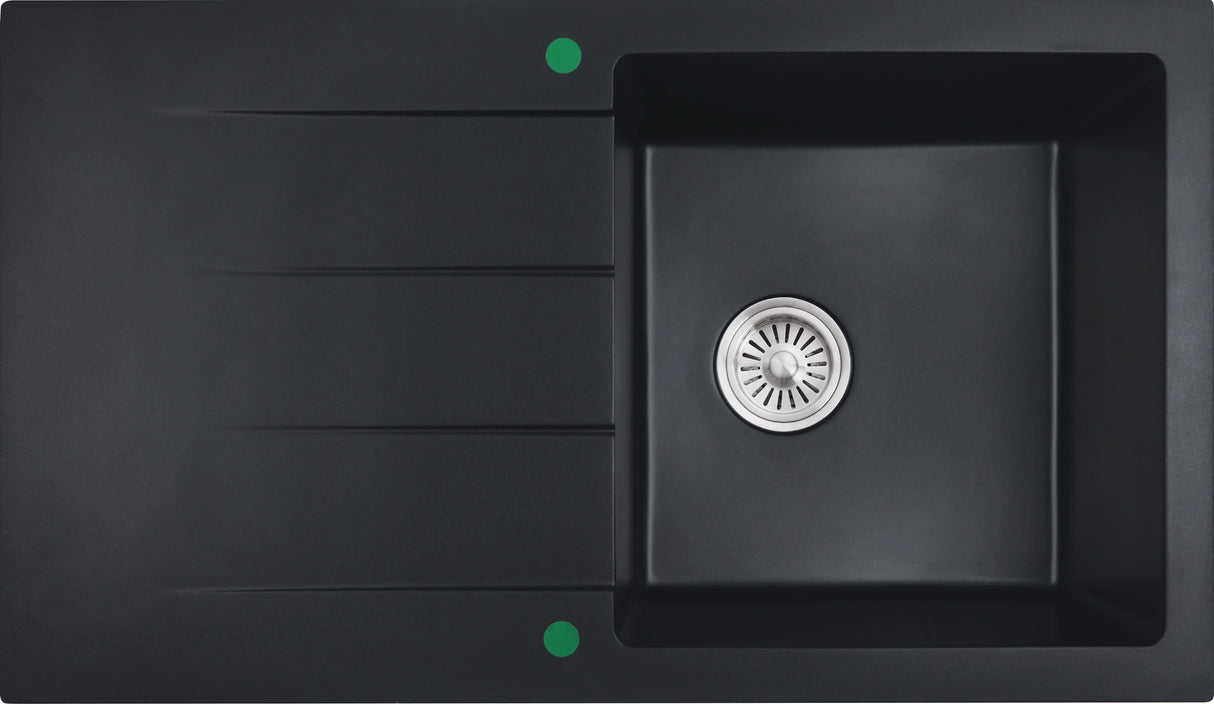 Cora Granite Single Bowl with Drainer Kitchen Sink 860x500x210mm Black