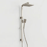 Aquaperla brushed nickel square twin shower rail set with overhead shower and 3 function hand shower