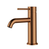 Otus Brushed Copper Basin Mixer Curved Spout Slimline SS