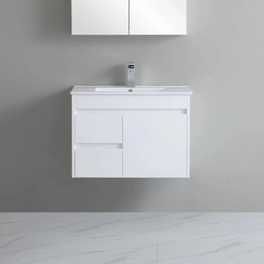Polar PVC 750x360mm Ensuite Slim Narrow Compact Wall Hung Bathroom Vanity - RJ Bathroom