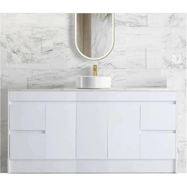 Polar PVC Waterproof 1800mm Freestanding Vanity Carrara Stone Top - RJ Bathroom