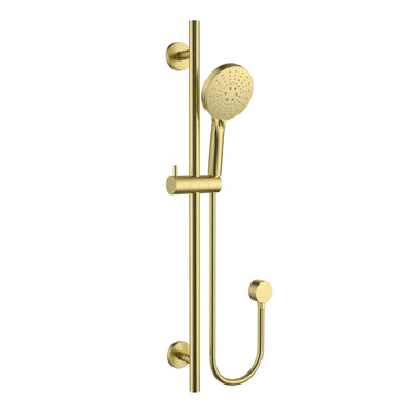 Otus Slimline brushed gold shower rail set with round hand shower – PSH041A-BG