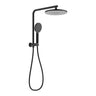 Regal Matte Black compact twin shower with 250mm round overhead on a half rail