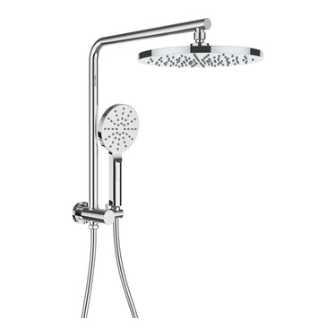 Regal Chrome compact twin shower with 250mm round overhead on a half rail