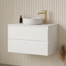 Revive 600mm matte white slimline wall hung drawer vanity with stone top and above-counter basin - RJ Bathroom