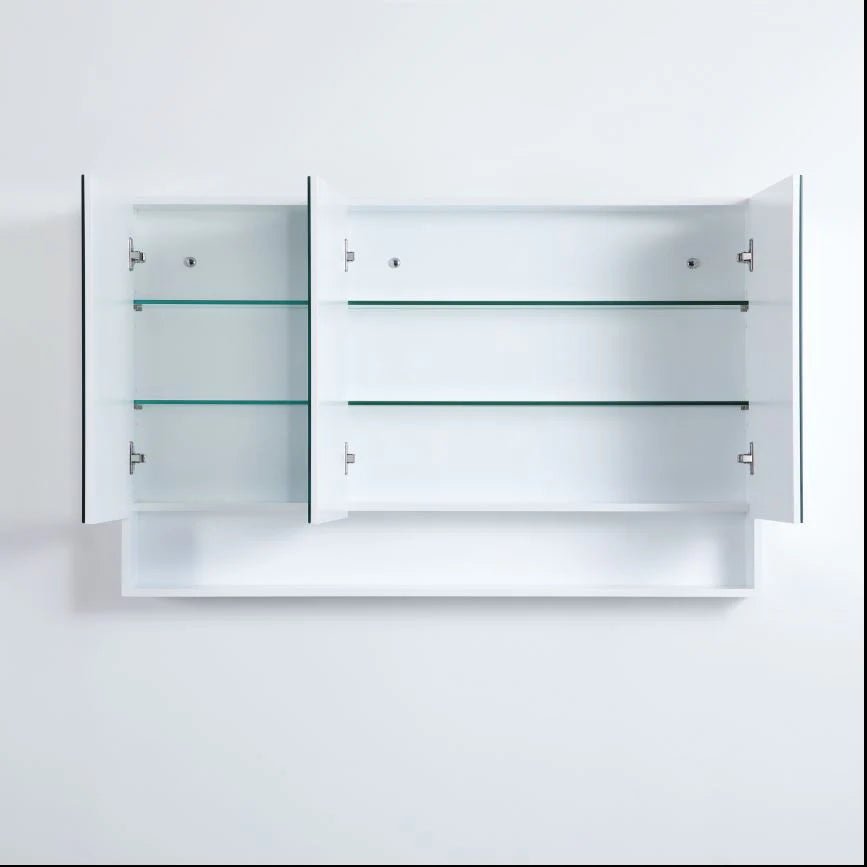 Riva Gloss White PVC Waterproof 1200mm Copper - Free Mirror Shaving Cabinet with Shelf - RJ Bathroom