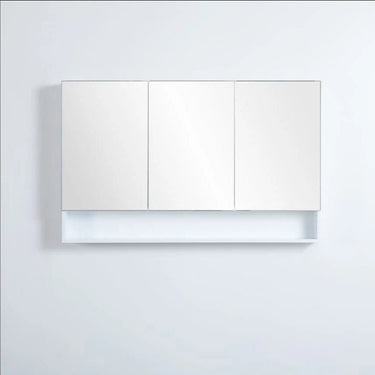 Riva Gloss White PVC Waterproof 1200mm Copper - Free Mirrored Shaving Cabinet with Shelf - RJ Bathroom
