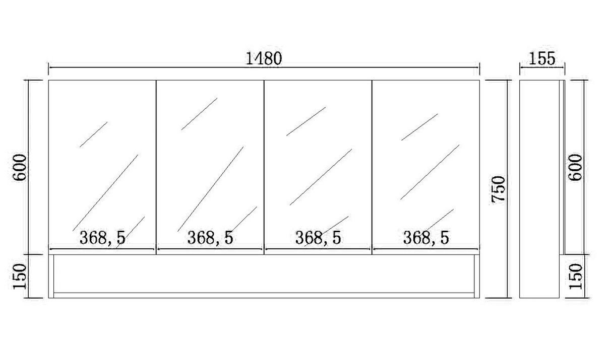 Riva Gloss White PVC Waterproof 1500mm Copper - Free Mirror Shaving Cabinet with Shelf - RJ Bathroom