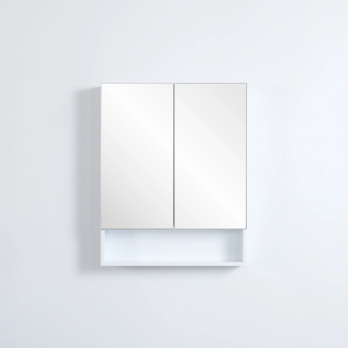 Riva Gloss White PVC Waterproof 600mm Copper - Free Mirror Shaving Cabinet with Shelf - RJ Bathroom