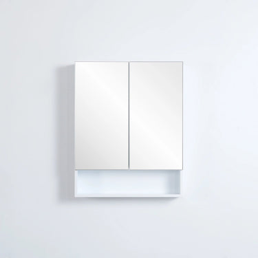 Riva Gloss White PVC Waterproof 600mm Copper - Free Mirrored Shaving Cabinet with Shelf - RJ Bathroom