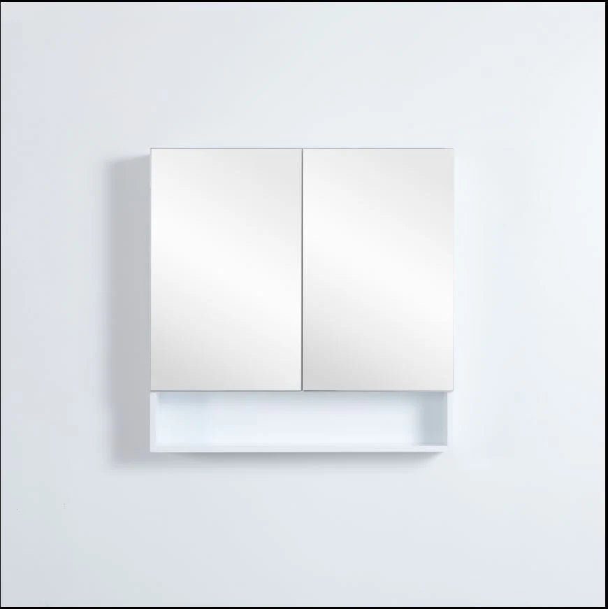 Riva Gloss White PVC Waterproof 900mm Copper - Free Mirror Shaving Cabinet with Shelf - RJ Bathroom