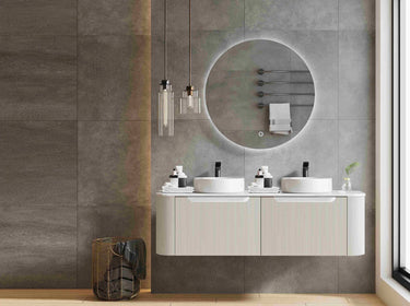 Rome Fluted Curved All Drawer Wall Hung Vanity 1500mm Matte White - RJ Bathroom