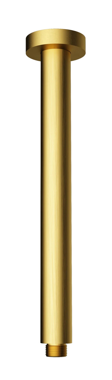 Round Vertical Shower Arm 300mm Brushed Gold - RJ Bathroom