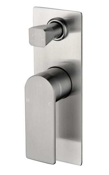 Ruki Wall Mixer with Diverter Brushed Nickel - RJ Bathroom