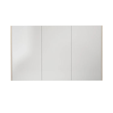 Camden 1200mm mirror shaving cabinet in Coastal Oak with three mirrored doors - RJ Bathroom
