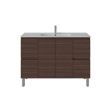 Scandinavia 1200mm Single Bowl Walnut Timber Freestanding Vanity front view - RJ Bathroom