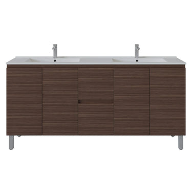Scandinavia 1800mm Double Bowl Walnut Timber Freestanding Vanity front view - RJ Bathroom