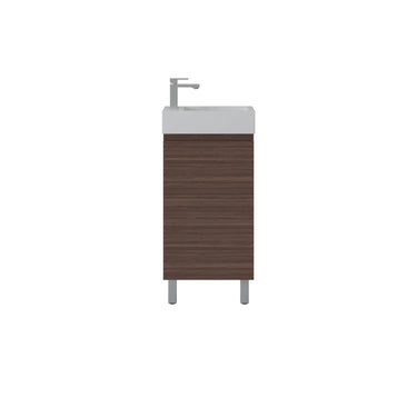 Scandinavia 440x245mm Walnut Timber Slimline Freestanding Vanity front view - RJ Bathroom