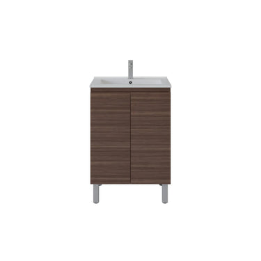 Scandinavia 600mm Walnut Timber Freestanding Vanity front view - RJ Bathroom