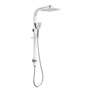 Ikon Seto Chrome twin shower rail set with 250mm square overhead and three-function hand shower