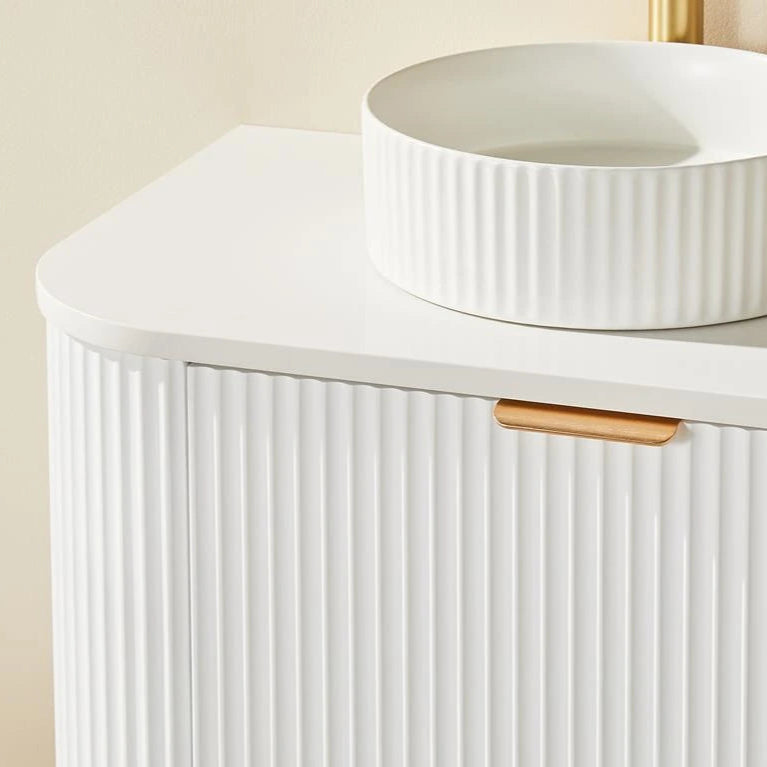 Avalon 1800mm Fluted Curved Wall Hung Vanity Nero Maquina Stone top