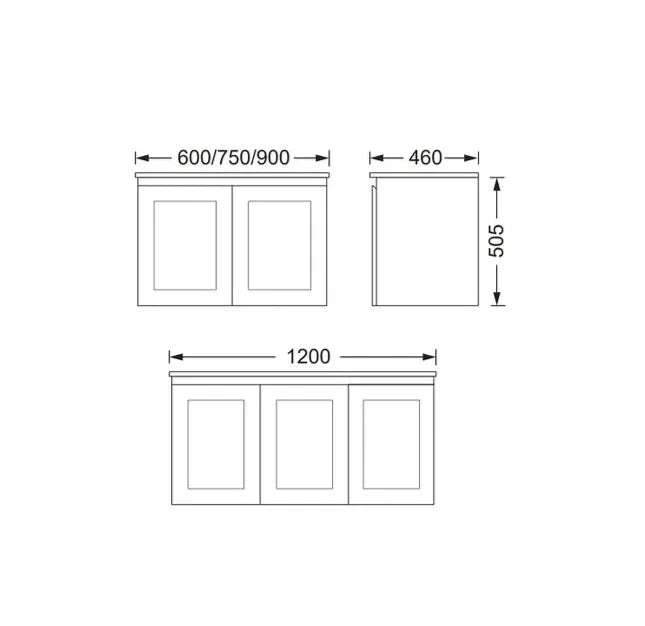 Hampton Shaker Three Doors 1200mm Wall Hung Bathroom Vanity Matte White - RJ Bathroom
