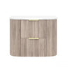 Timber Classic Oak Artis 750mm Fluted Curved Waterproof Wall Hung Vanity Imperial Statuario Stone top - RJ Bathroom